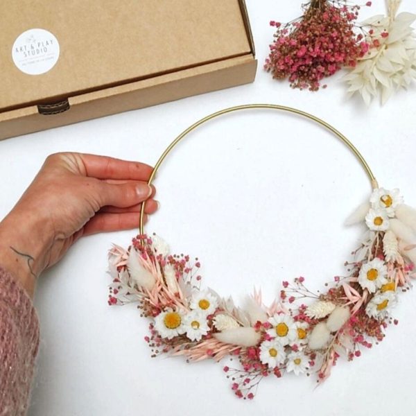 Kit couronne fleurs séchées rose – Image 2