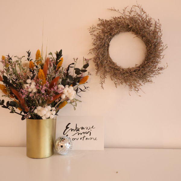 Couronne fleurs séchées limonium – Image 3