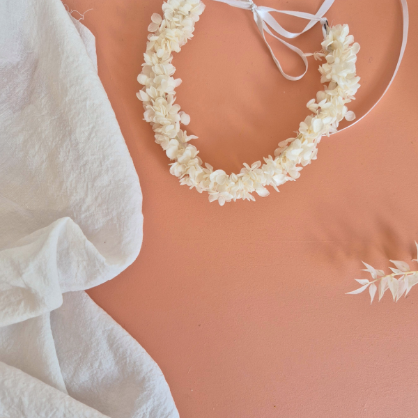 Couronne fleurs séchées de tête |Hortensia|