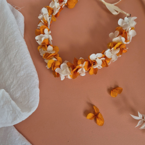 Couronne fleurs séchées de tête |Hortensia terracotta|