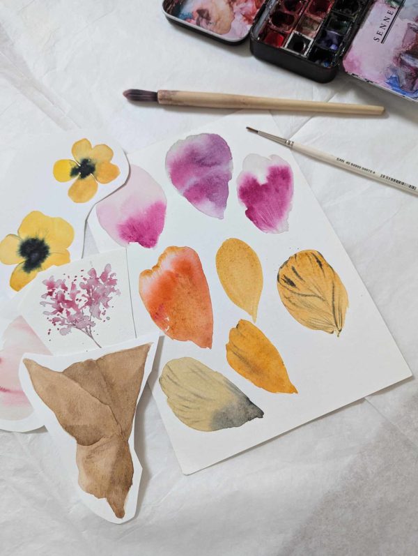 aquarelle fleurs et feuilles