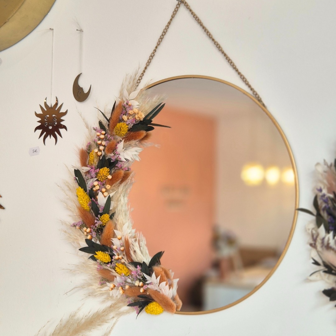 atelier miroir deco fleurs sechees