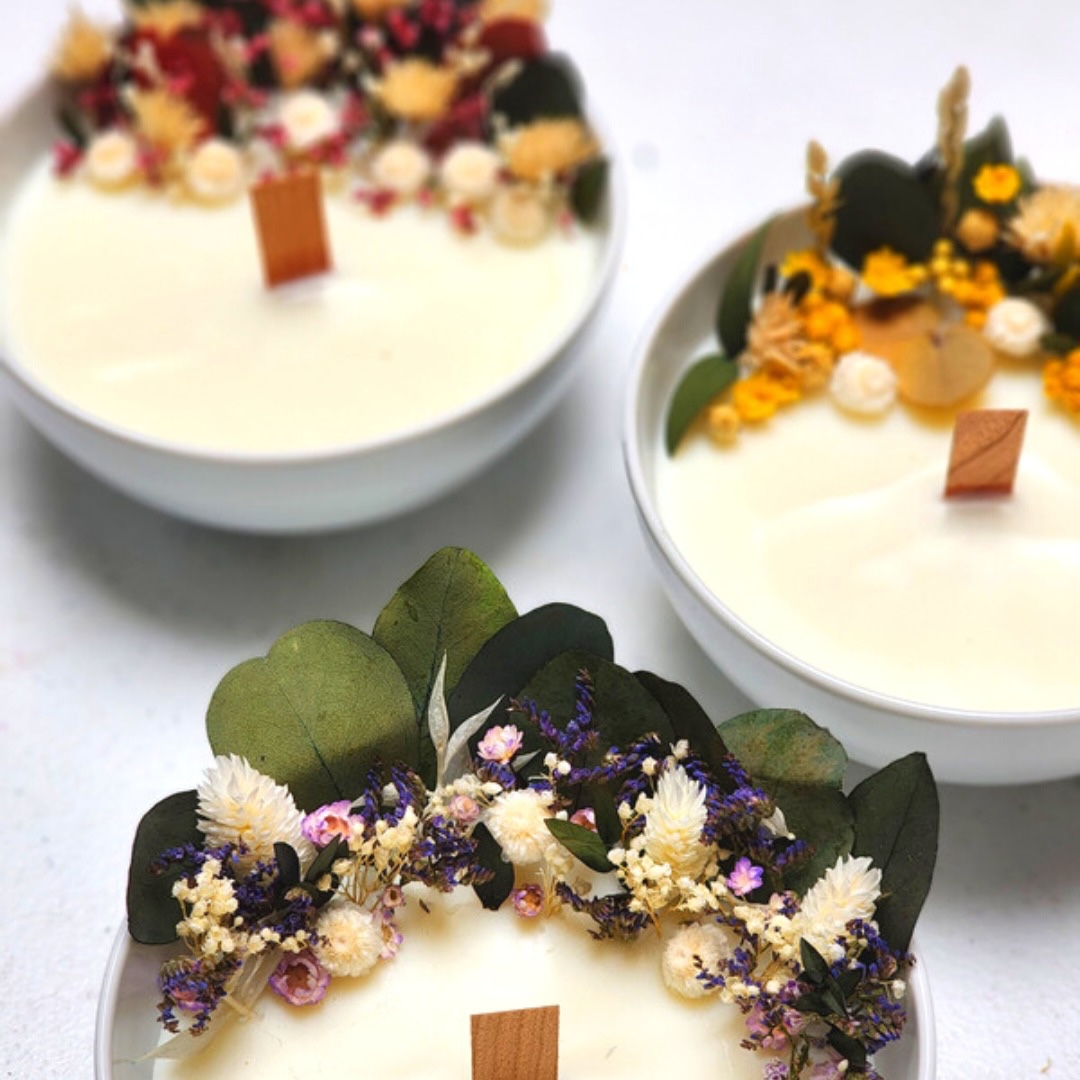 atelier bougies fleurs séchées artisanales