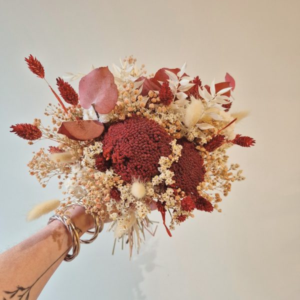 bouquet fleurs sechees rouge marcel