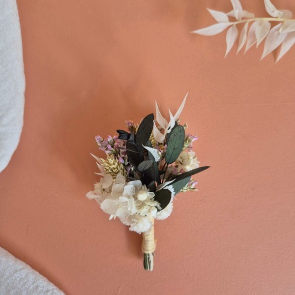 boutonnière mini bouquet fleurs séchées lune
