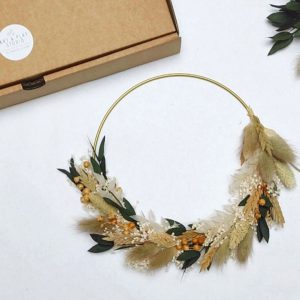 couronne décorative fleurs séchées naturel