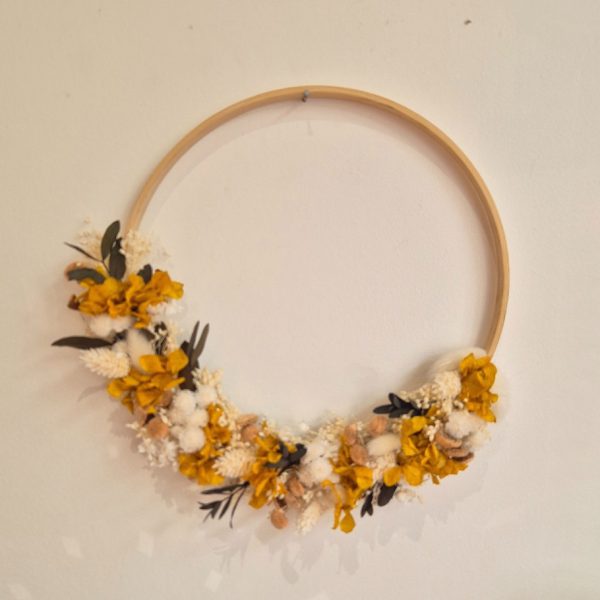 couronne fleurs séchées murale lune