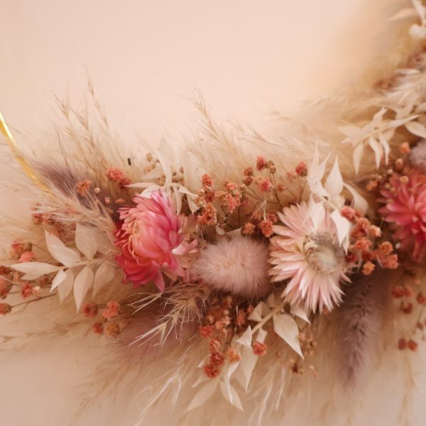 couronne fleurs séchées roses swann