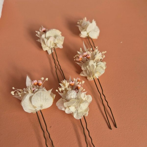 epingles fleurs séchées blanches chignon
