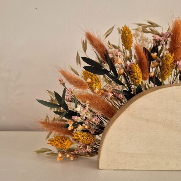 éventail fleurs séchées bois