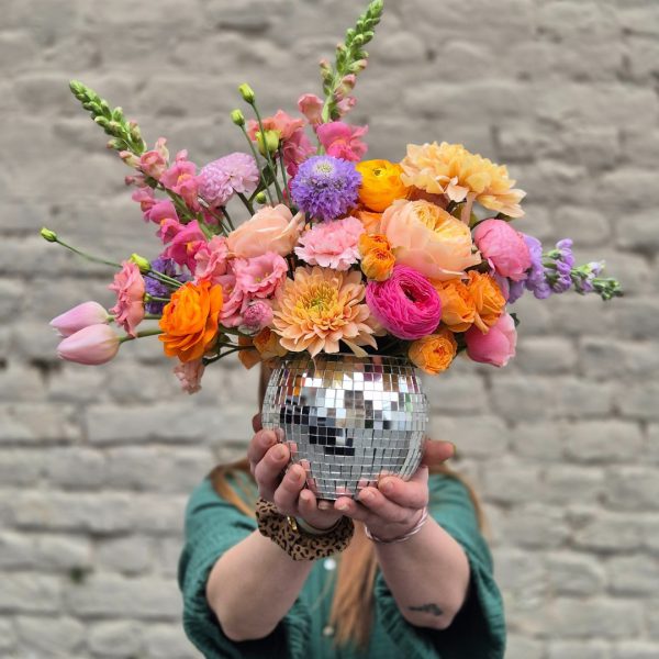 fleurs disco vase argente