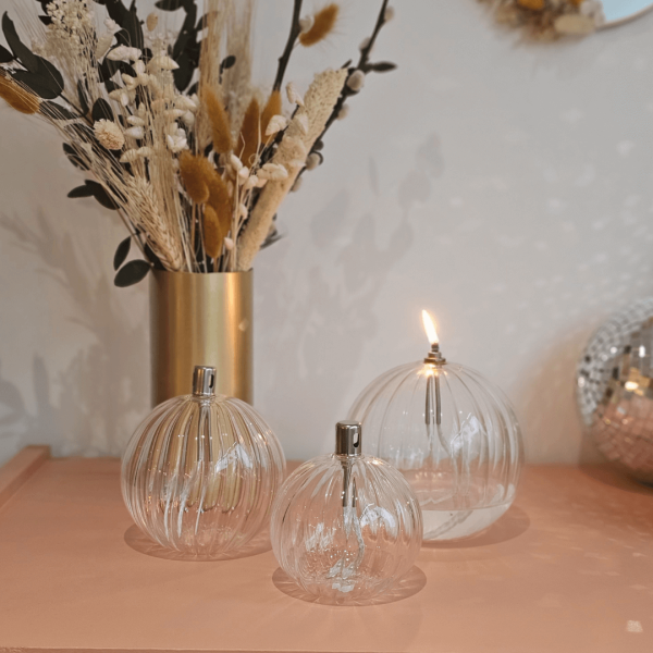 Lampes à huile striées en sphère