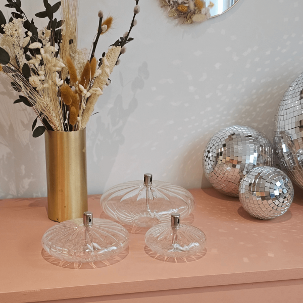 Lampes à huile striées en ellipse