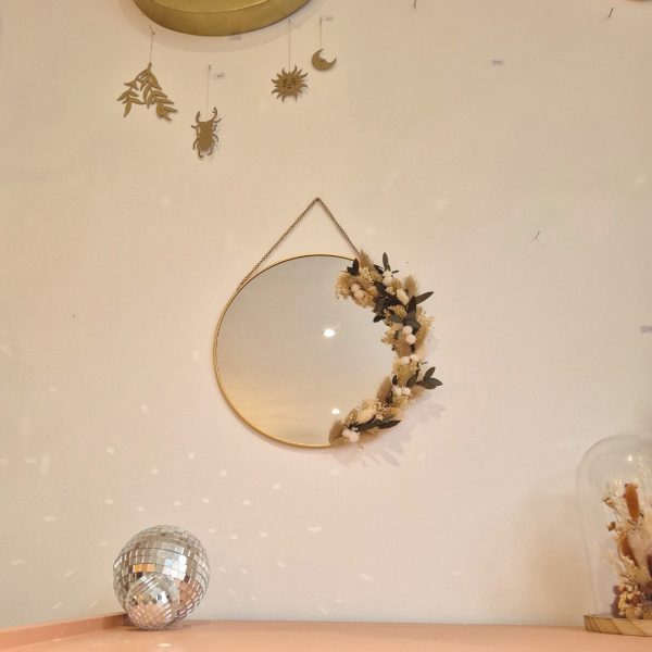miroir déco fleurs séchées hyacinthe