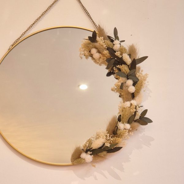 miroir rond décor fleurs hyacinthe