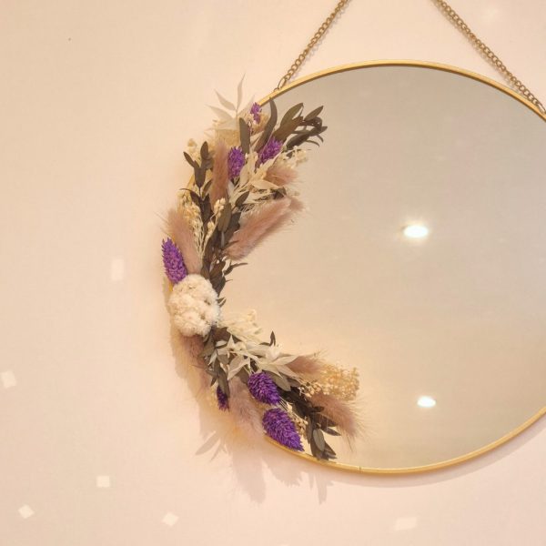 miroir rond fleurs séchées edmée