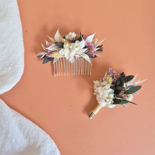 peigne accessoires fleurs sechees lune