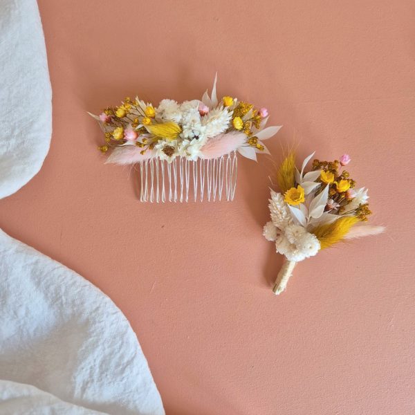 peigne bouquet fleurs sechees swann