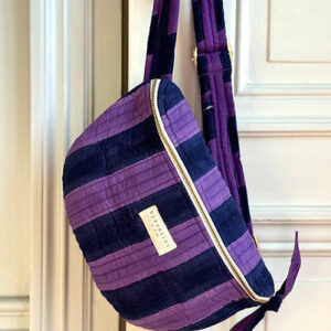 Sac banane matelassé femme rayé - ALIX - Bleu et violet