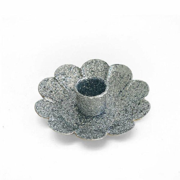 Bougeoir fleur paillettes argent – Image 4