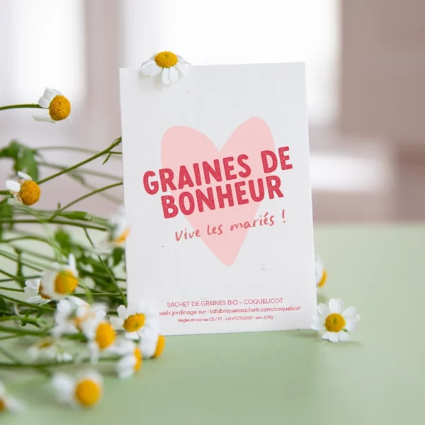 Sachet de graines de coquelicot - Vive les mariés – Image 2