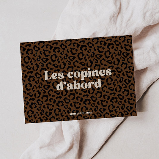 Carte A6 LES COPINES D'ABORD léopard marron foncé