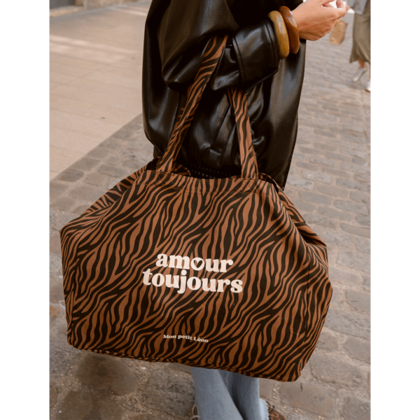 Cabas XXL zébré marron amour toujours – Image 2