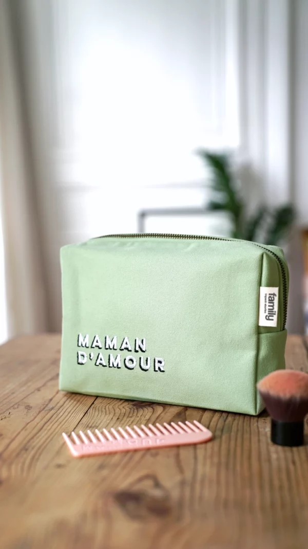 Trousse de toilette Maman d'amour vert d'eau