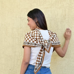 Grand foulard CHECKS Bistre