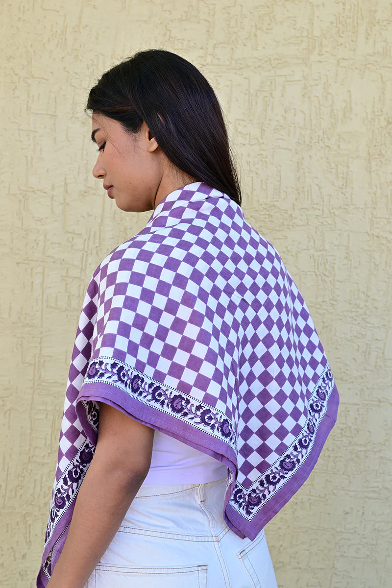 Grand foulard CHECKS Violet – Image 2