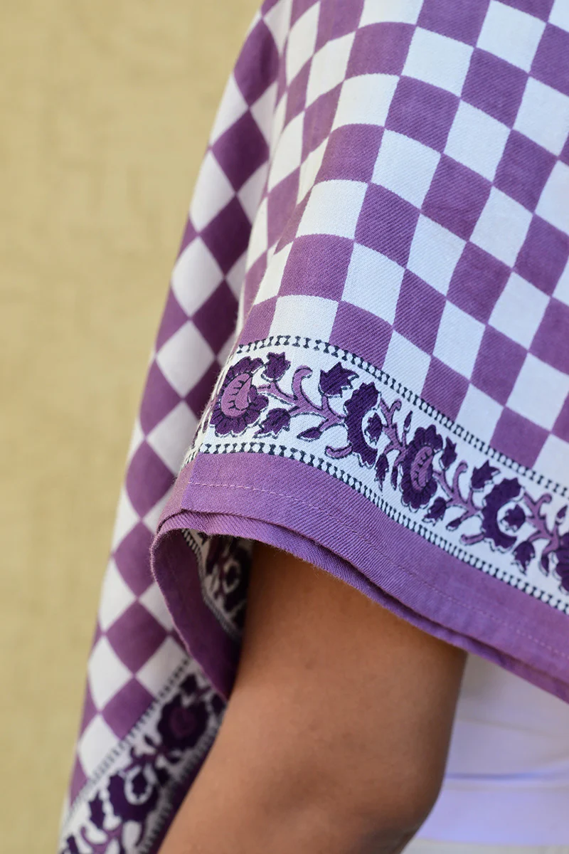 Grand foulard CHECKS Violet – Image 3