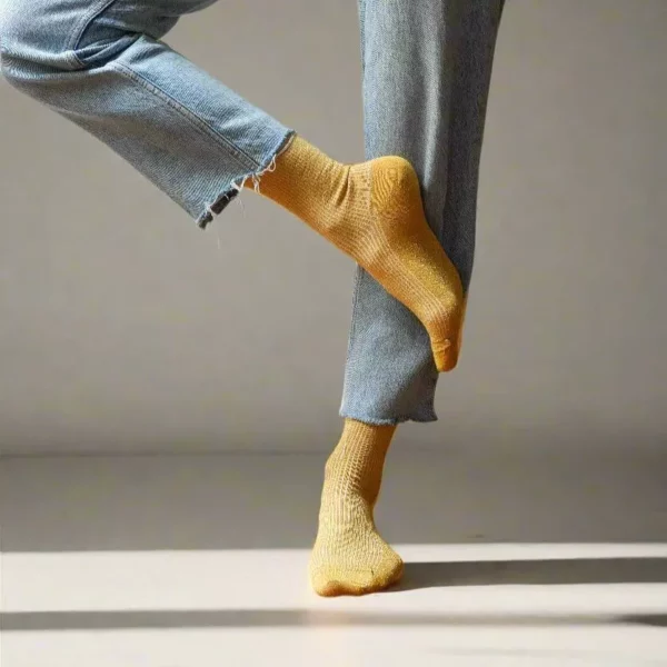 Chaussettes KLUE Glitter Lurex en Lyocell écologique | Moutarde