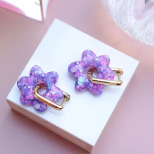 Boucles d'oreilles Jojo Confettis violet