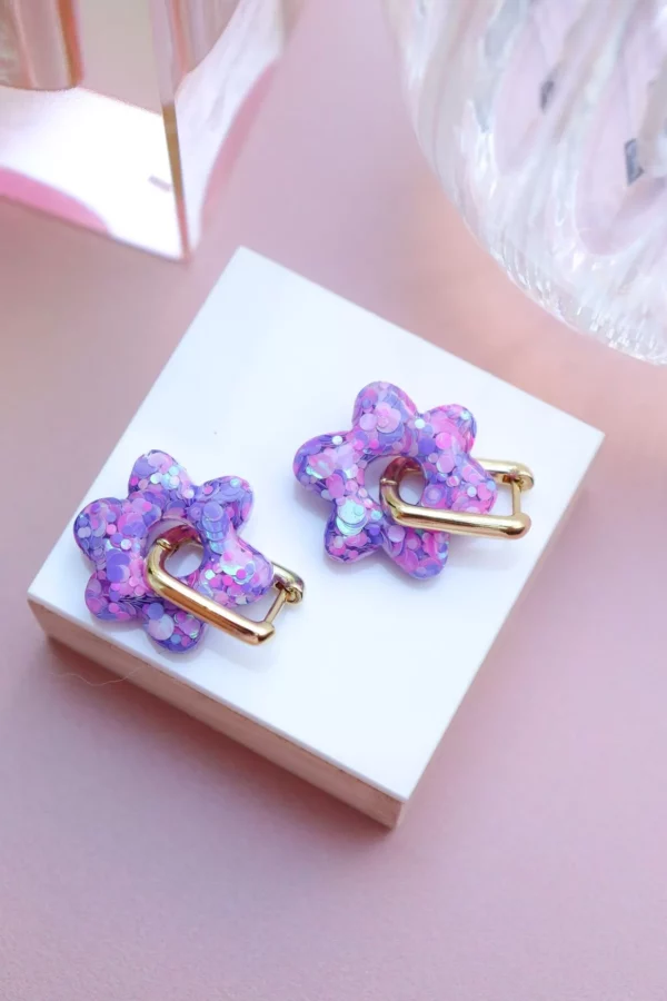 Boucles d'oreilles Jojo Confettis violet