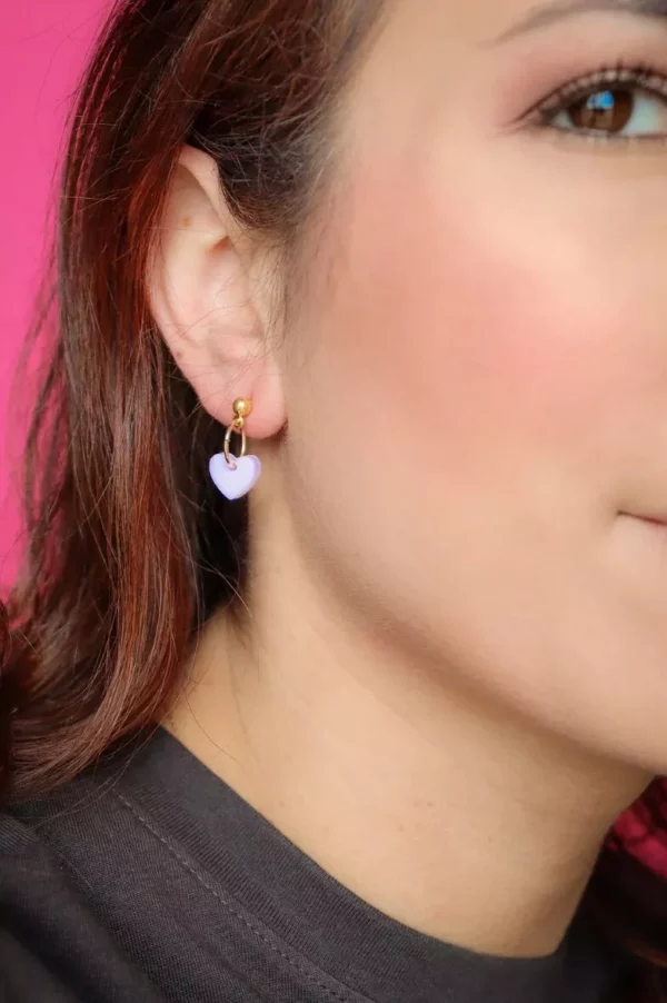 Boucles d'oreilles Lucie violet pastel – Image 2