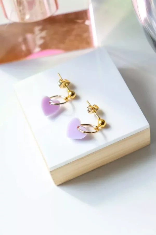 Boucles d'oreilles Lucie violet pastel