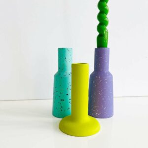 Bougeoir tube béton vert