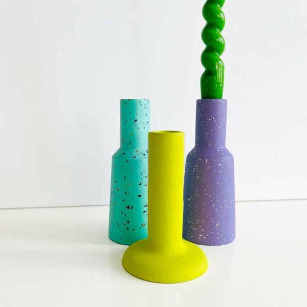 Bougeoir tube béton vert