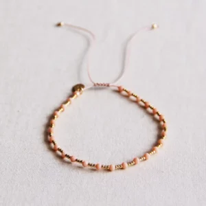 Bracelet en pierres précieuses avec miyuki doré - pêche