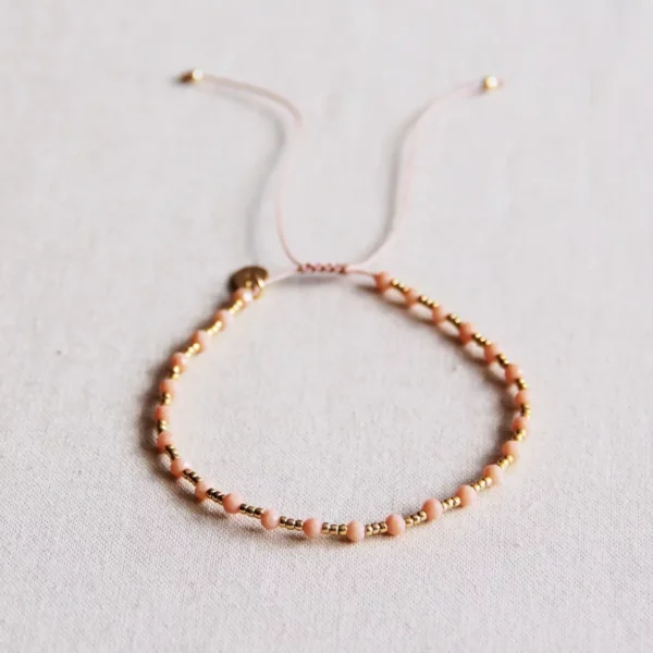 Bracelet en pierres précieuses avec miyuki doré - pêche
