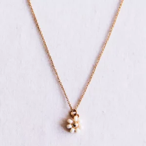 Collier fin avec fleur de marguerite - crème