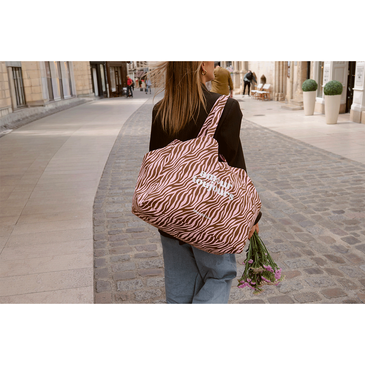 cabas XXL zébré rose amour toujours – Image 3