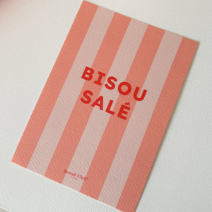 Carte postale Rayures Bisou salé