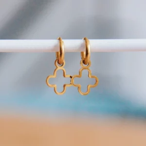 Boucles d'oreilles en acier inoxydable avec trèfle ouvert - doré