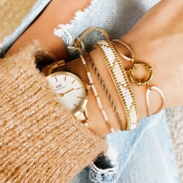 Bracelet « torsadé » petit modèle en acier — doré – Image 3