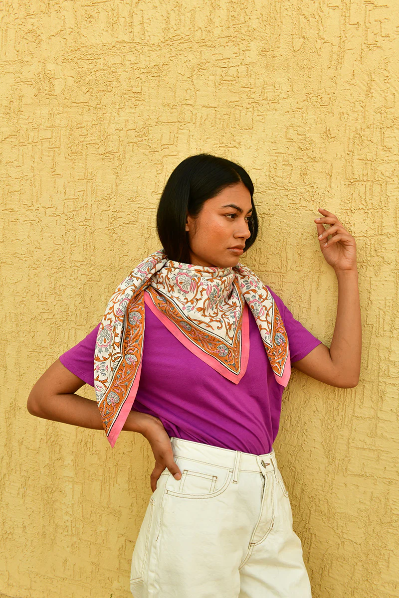 Grand foulard ALEXANDRIE Corail