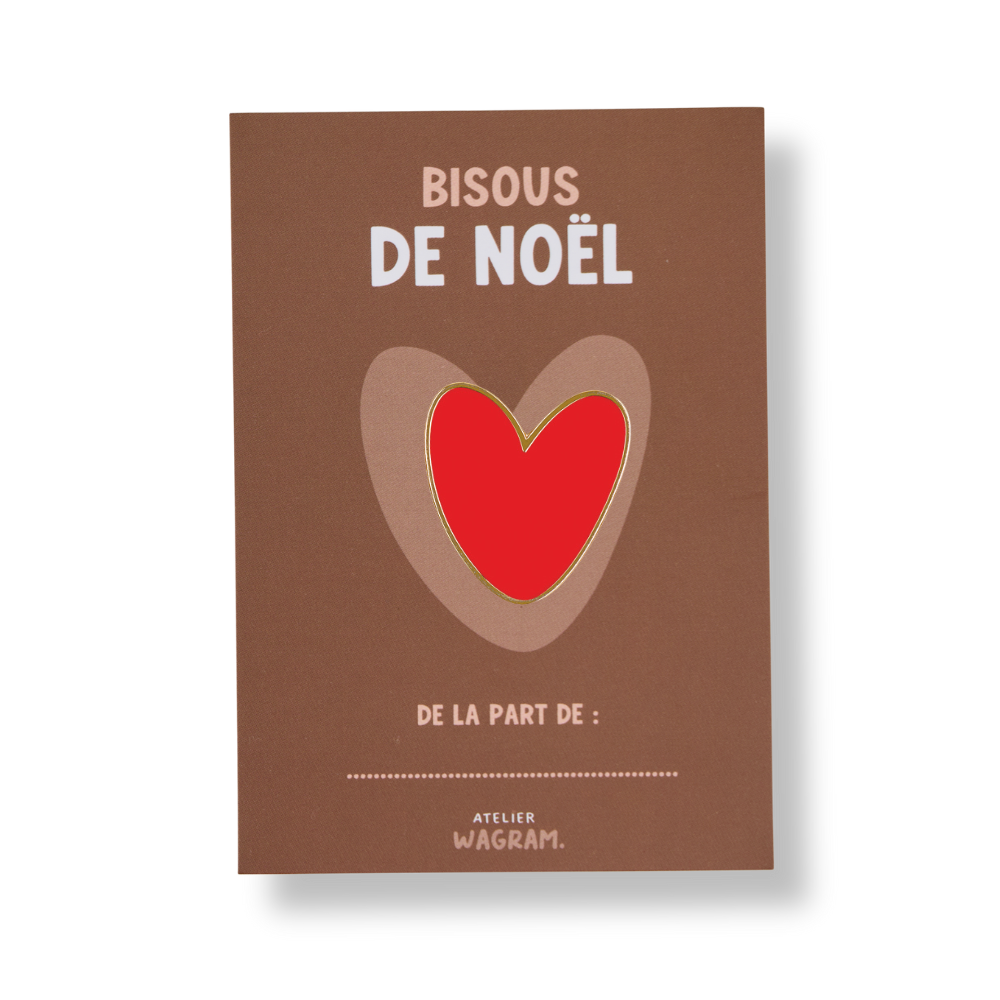 Pin's Cœur rouge - bisous de noël