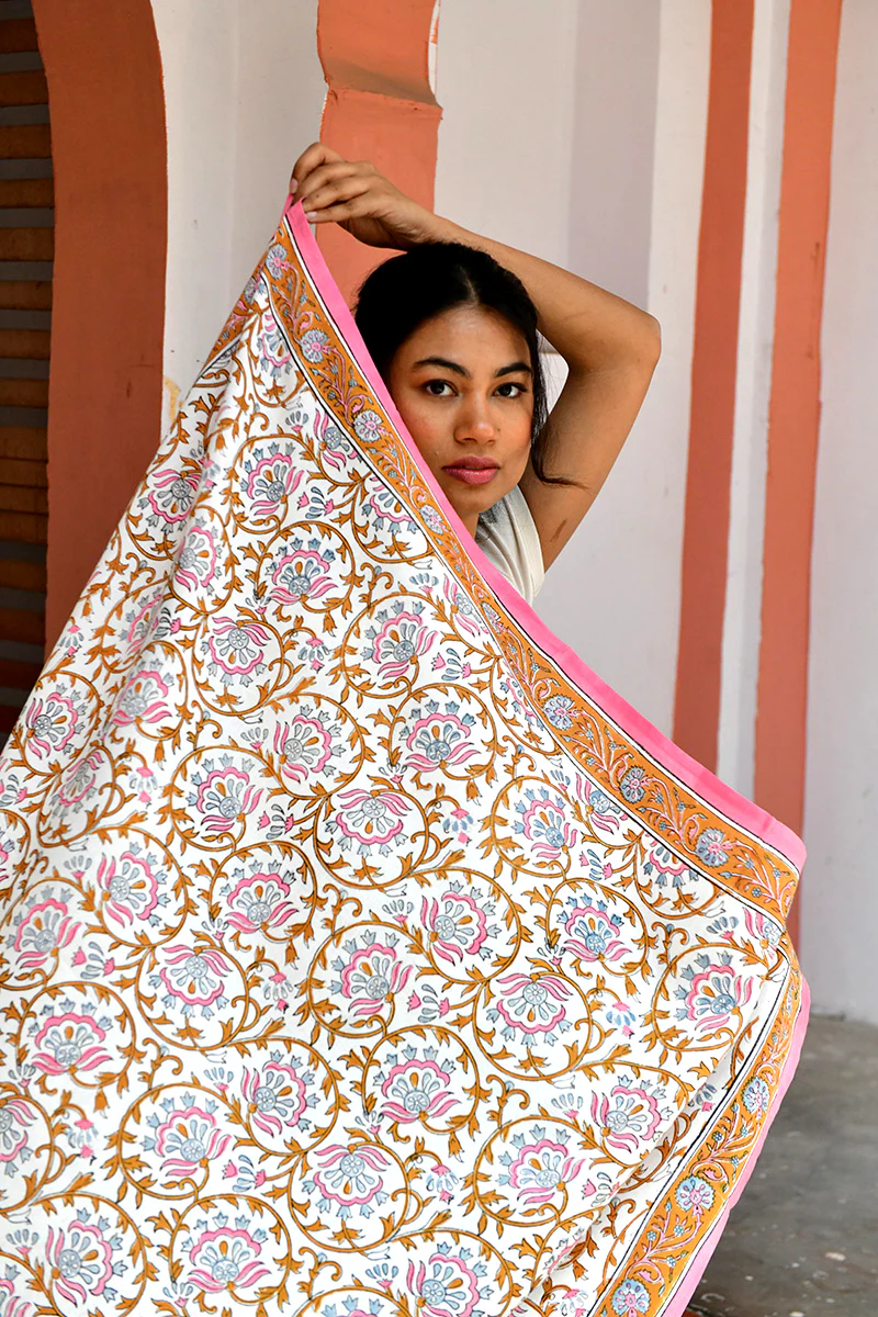Grand foulard ALEXANDRIE Corail – Image 3