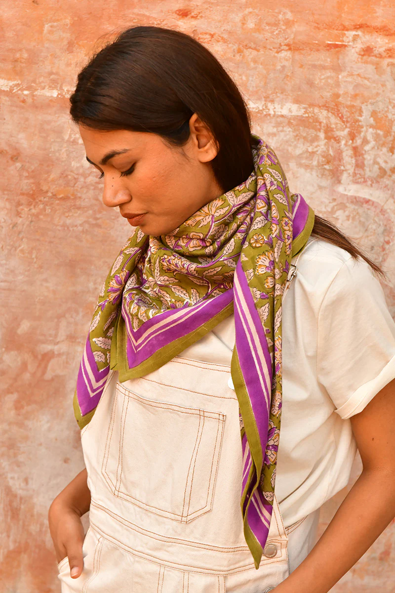 Grand foulard CARTHAGE Kaki – Image 3