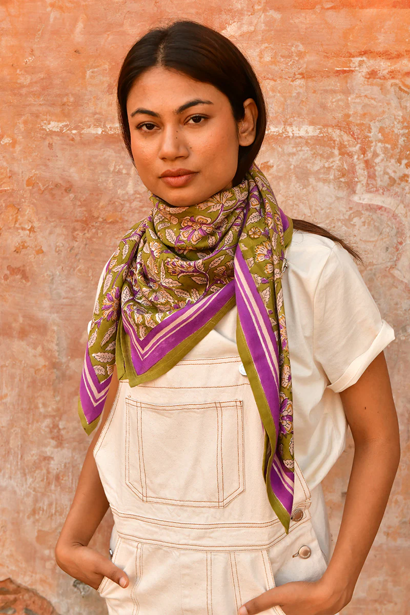 Grand foulard CARTHAGE Kaki – Image 2